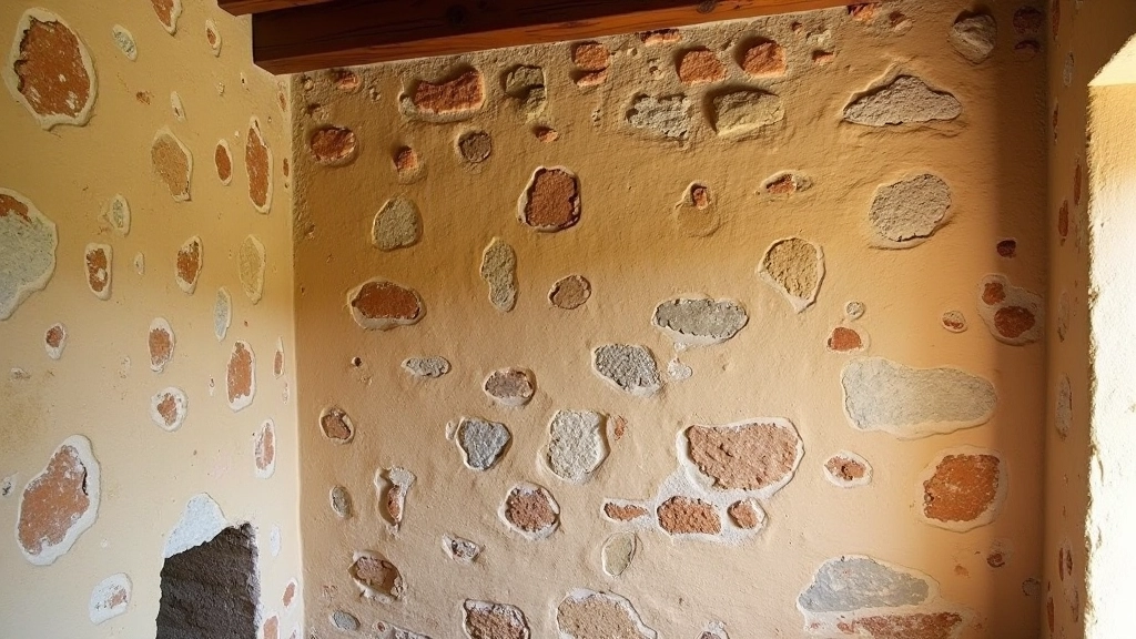 Dettaglio di pietra a vista in una casa toscana restaurata