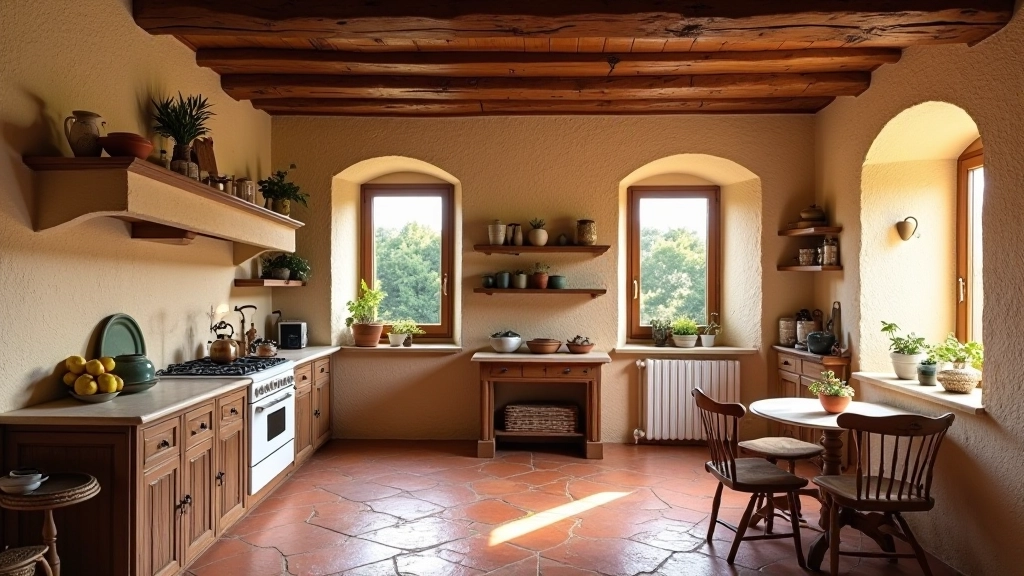 Cucina rustica toscana con materiali tradizionali